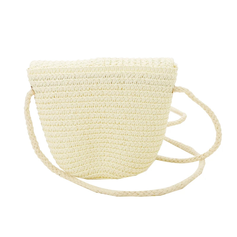 Flip children's Bag Cute Grass Woven Handbag Little Girl Crossbody Fashion Cute Zero Wallet Summer Beach Shoulder Bags