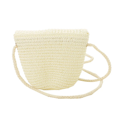 Flip children's Bag Cute Grass Woven Handbag Little Girl Crossbody Fashion Cute Zero Wallet Summer Beach Shoulder Bags