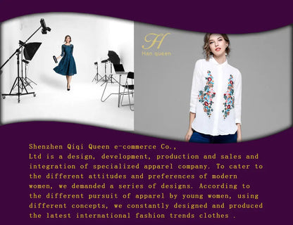 H Han Queen Vintage Print Elegant Long Dress Women Spring Single-breasted Shirt Dresses Waist Swing Ankle-length Vestidos