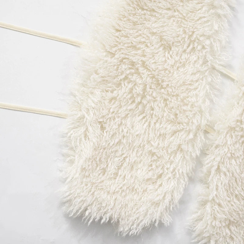 BKLD Sexy Temperament Fluffy Tops For Women High Street Y2K Nightclub Outfits Faux Fur Backless Lacing Solid 2025 Vest Waistcoat