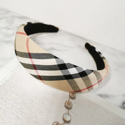 Classic Elegant Double Layer Korean Style Striped Plaid Hairband Hair Accessories For Women