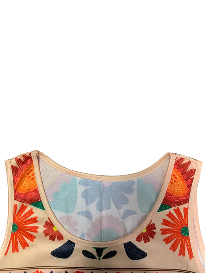 Women’s Sleeveless Boho Floral Dress, Colorful Flower Print Mini Dress, Casual Summer Beach & Festival Outfit