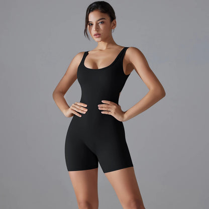 New V Back Scrunch Sports Jumpsuit Women Gym Rompers Sleeveless Sportswear Bodysuits Women Casual One-Piece Suit Yoga Clothing