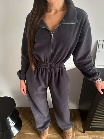 Jumpsuits Women Rompers One Piece Full Sleeve Zipper Overalls Long Pants Elastic High Waist Rompers Y2k Streetwear Jumpsuit 2025 Badiee Stylez