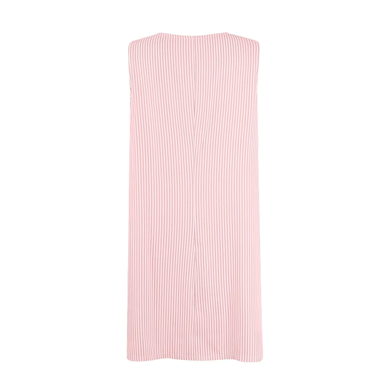 Summer Fashion Stripped Patchwork Commuting U-Neck Sleeveless Pockets Back Button Casual Straight Slimming Mini Dress For Women Badiee Stylez