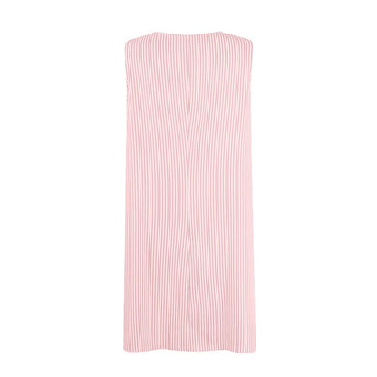 Summer Fashion Stripped Patchwork Commuting U-Neck Sleeveless Pockets Back Button Casual Straight Slimming Mini Dress For Women Badiee Stylez