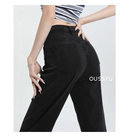 New Summer Soft Lyocell Jeans Women Blue Khaki White High Waist Straight Thin Wide Leg Denim Pants Y2k Loose Female Clothing 2XL