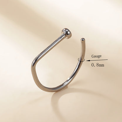 ASTM F136 Titanium PIERC D Shape Nose Ring Nostril Piercing Hoop Septum Rings Bar Pin Nose Lip Studs Body Jewelry Wholesale Badiee Stylez