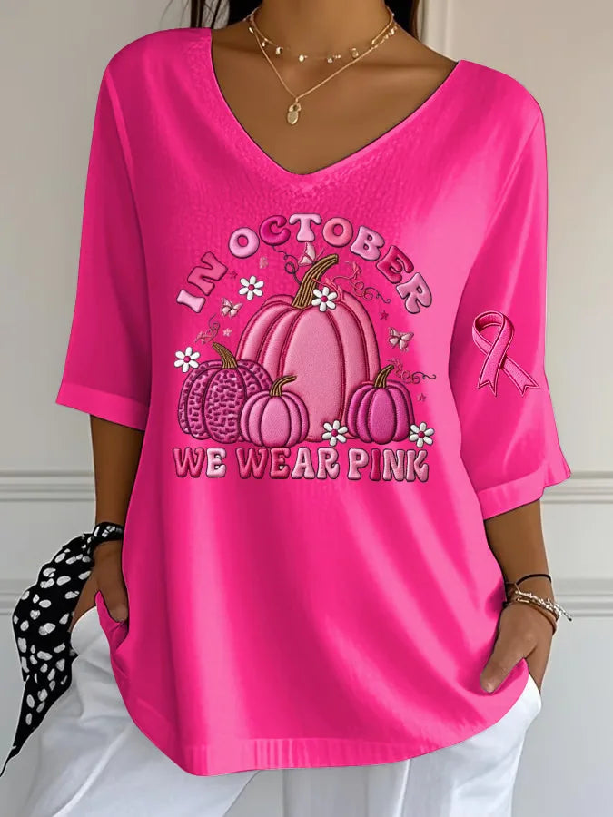 Women's Halloween Graphic Print T-Shirt Pink Ribbon Witch Halloween Costume T-Shirt Gifts Women Fashion Gothic Aesthetic Clothes