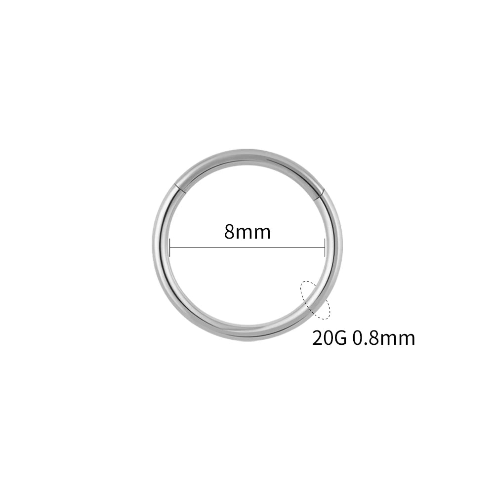 Right Grand ASTM F136 Titanium Hinged Hoop Nose Rings 20G 18G 16G Septum Ring Body Piercing Jewelry Helix Cartilage Rook Earring Titanium 0.8x8mm