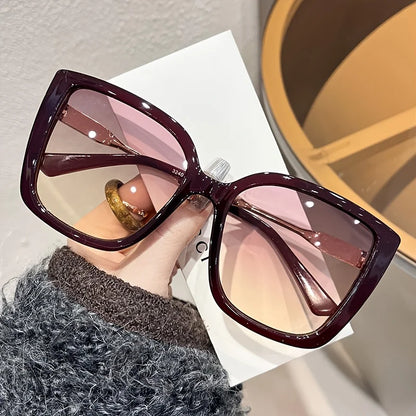 1pc Women's Large Square Frame Fashion Sunglasses - Stylish Gradient Purple Lens with Tortoiseshell Pattern Badiee Stylez