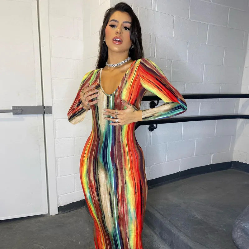 Spring And Summer Dresses For Women Chest Wrap Printed Off Shoulder Bandage Slim Sexy Long Dress 2023 New Fashion party MsChuh