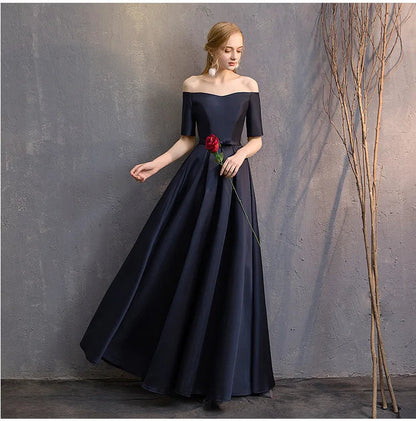 Long Bridesmaid Dress Spring/Summer 2025 New Temperament Satin Bridesmaid Sisters Dress Black Banquet Evening Dress Badiee Stylez