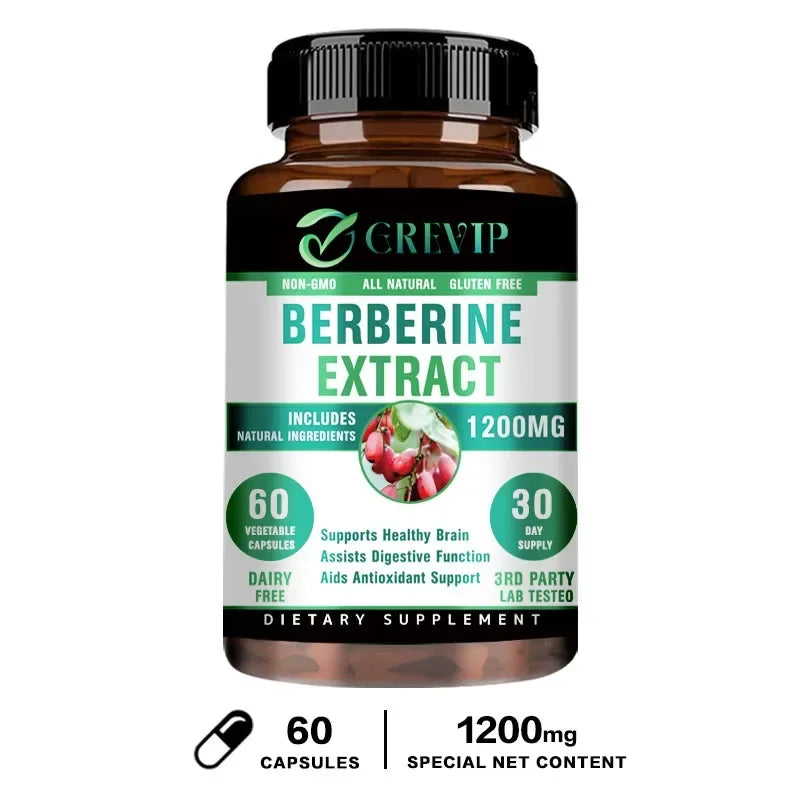 Berberine Extract - Supports Digestive System, Antioxidant, Enhances Cognitive Processes 60 Capsules