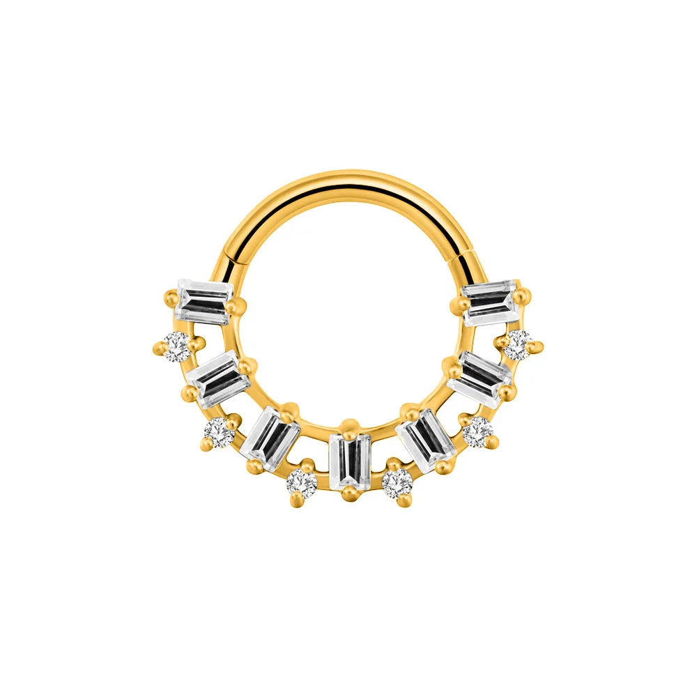 Flower Moon Heart Waterdrop Septum Piercing Daith Conch Tragus Hoop Earring Clicker Segment Nose Ring 316L Surgical Steel 16G O-Gold Color