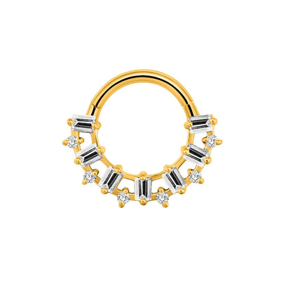 Flower Moon Heart Waterdrop Septum Piercing Daith Conch Tragus Hoop Earring Clicker Segment Nose Ring 316L Surgical Steel 16G O-Gold Color