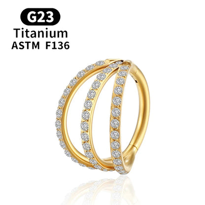 F136 G23 Titanium Nose Ring 16G Hinged Segment CZ Septum Clicke Daith Earrings Hoops Ear Cartilage Tragus Helix Piercing Jewelry Gold Color 3 CHINA