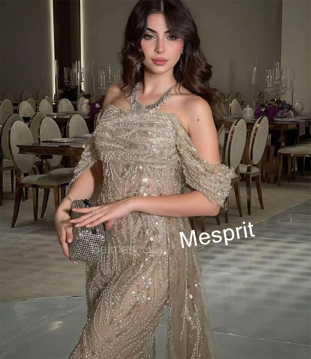 Customized Intricate Pleat Pattern Beading Trumpet Off-the-shoulder Long Dresses Bespoke Occasion Dresses Sizes Available Badiee Stylez