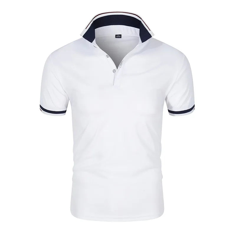 Men’s High-Quality White Golf Polo Shirt - Casual Short Sleeve Summer Style