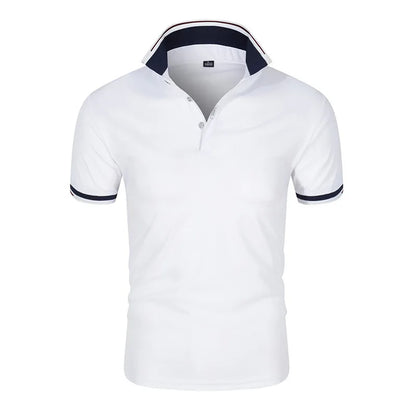 Men’s High-Quality White Golf Polo Shirt - Casual Short Sleeve Summer Style