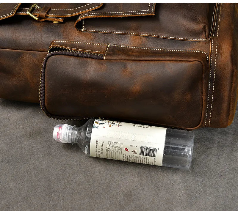 Vintage Crazy Horse Genuine Leather Backpack Men Leather Bagpack Climbing Rucksack male Large Hiking Backpack M814