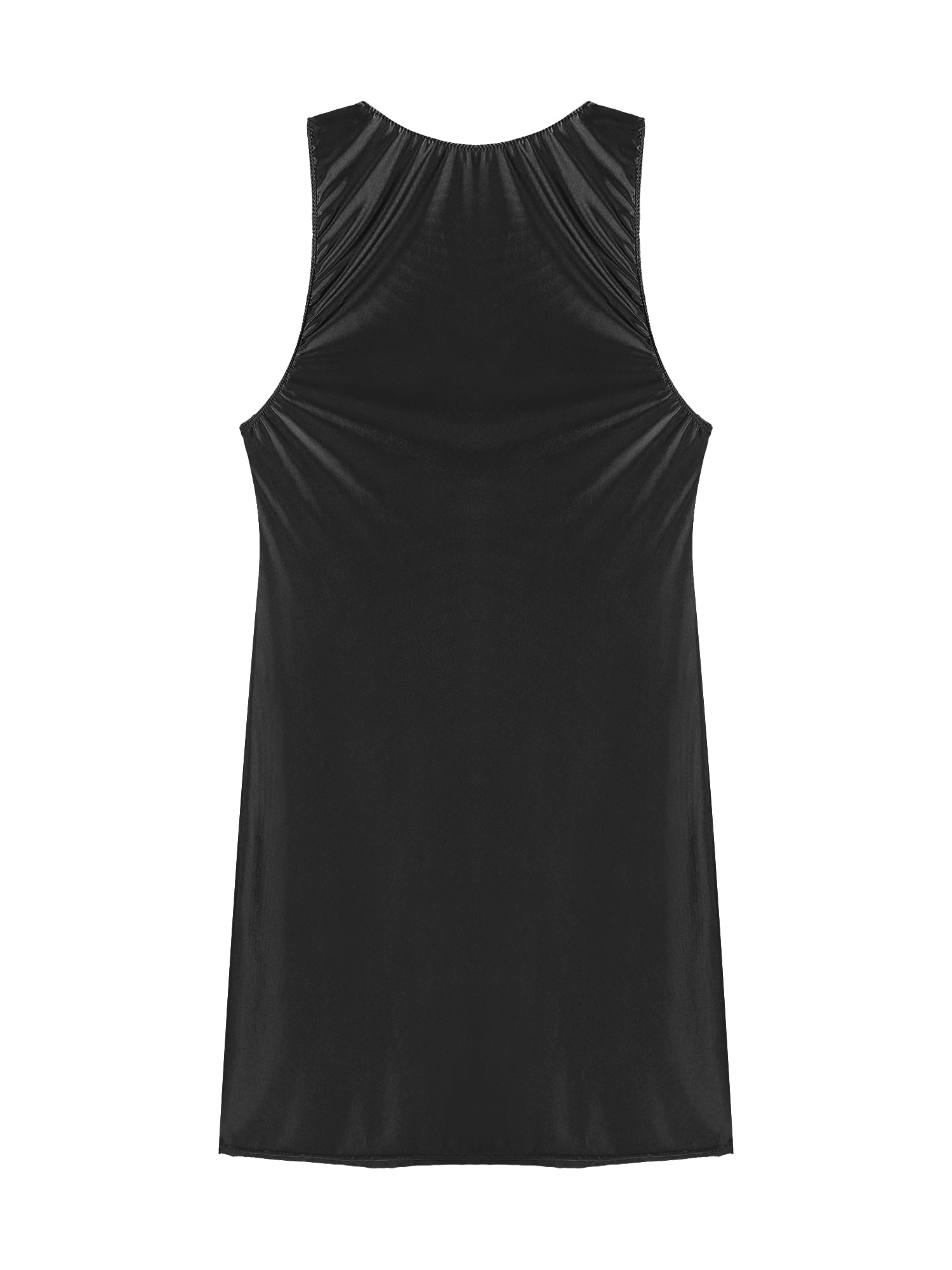 Women's Oil Glossy Stretch Tank Mini Dress Solid Color Sleeveless Tights Bodycon Short Dress Stretch U Neck Party Sundress