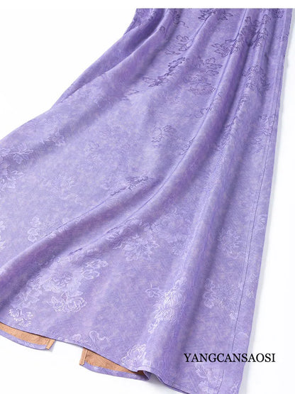 2025 Women's Summer New Luxury 100% Natural Mulberry Silk Jacquard Satin V-neck Split Double Sided Sleeveless Vest Dress Badiee Stylez