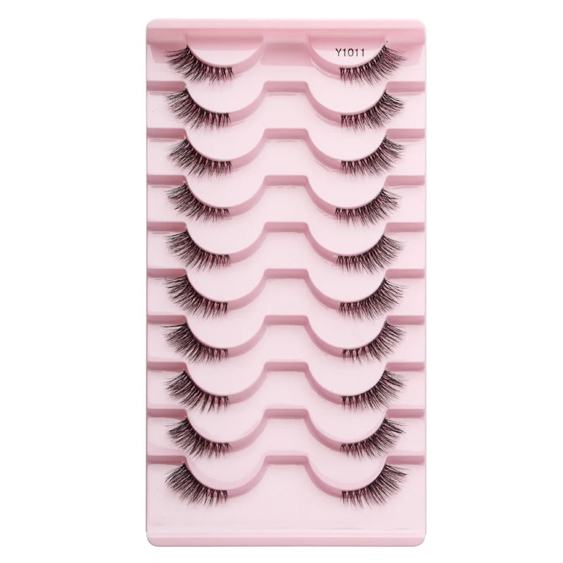 SHIDISHANGPIN 5/10Pairs False Lashes Cat Eye Eyelashes Eyelash Extension 3D Mink Half Lashes Natural Makeup faux Cils maquiagem 10 Pairs Y1011