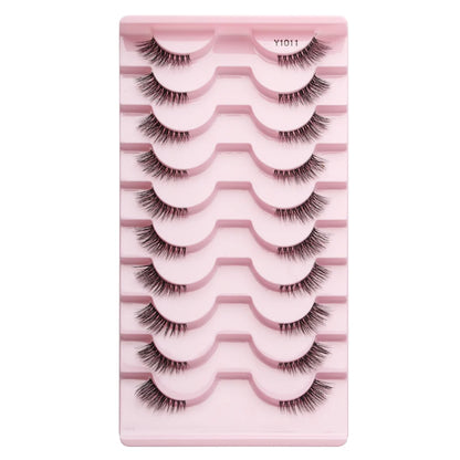 SHIDISHANGPIN 5/10Pairs False Lashes Cat Eye Eyelashes Eyelash Extension 3D Mink Half Lashes Natural Makeup faux Cils maquiagem 10 Pairs Y1011