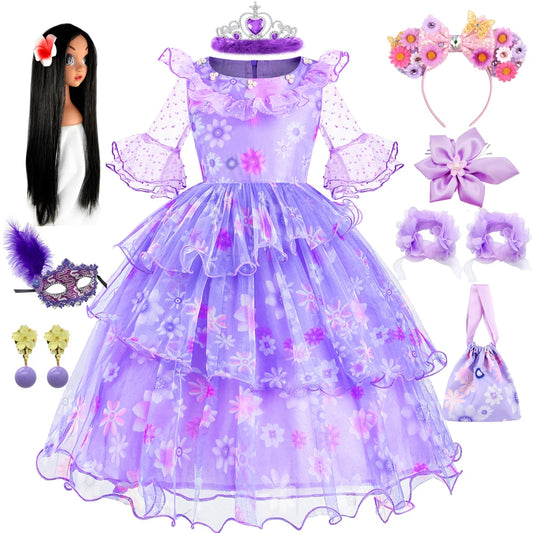 Encanto Princess Costume Isabella Dress Suit Charm for Girls Cosplay Isabela Carnival Christmas Birthday Party Mirabel Clothes Charm Isabella 2