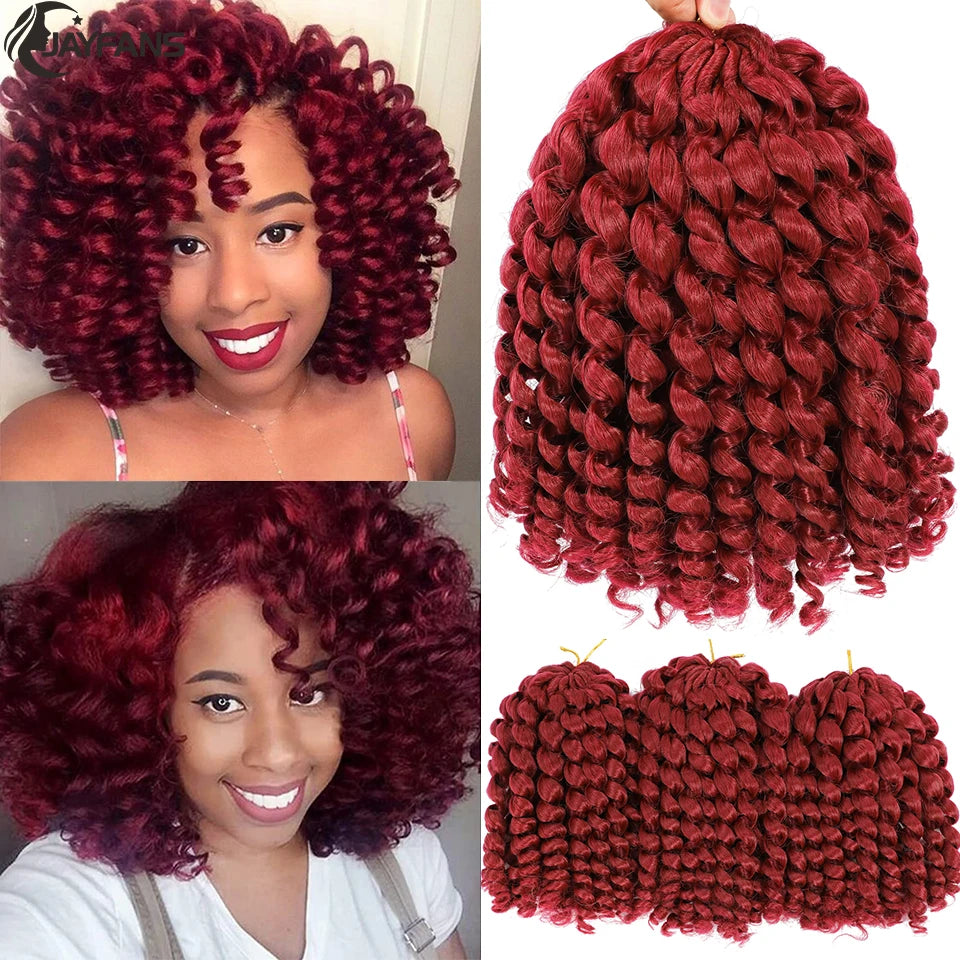 1- 5 Packs 8 inch Jumpy Wand Curl Jamaican Bounce Crochet Hair Natural Black Wand Curls Crochet Hair Short Curly Crochet Braids Badiee Stylez