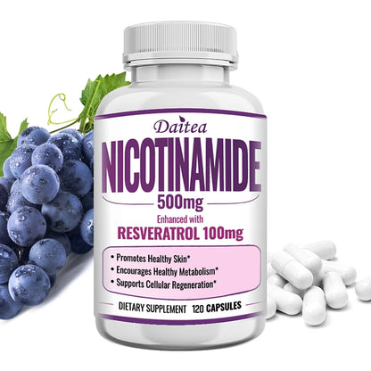 Niacinamide Vitamin B3 Capsules - Supports Brain Function and Heart Health, Boosts Energy Production, and Enhances Immunity