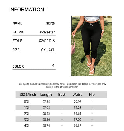 Plus Size Ladies Solid Color Simple Daily Tights 2025 New Casual Bottoms Polyester Best for Everyday