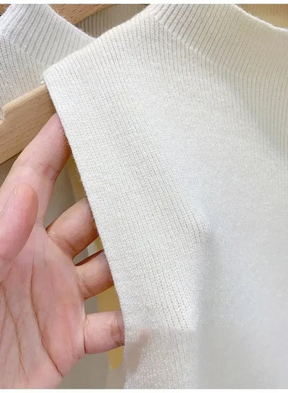 Knitted Top Women Y2K Tank Top Half Neck Vest Female Sleeveless Sweater Chic Streetwear Solid Skinny Tube Top Summer 2025