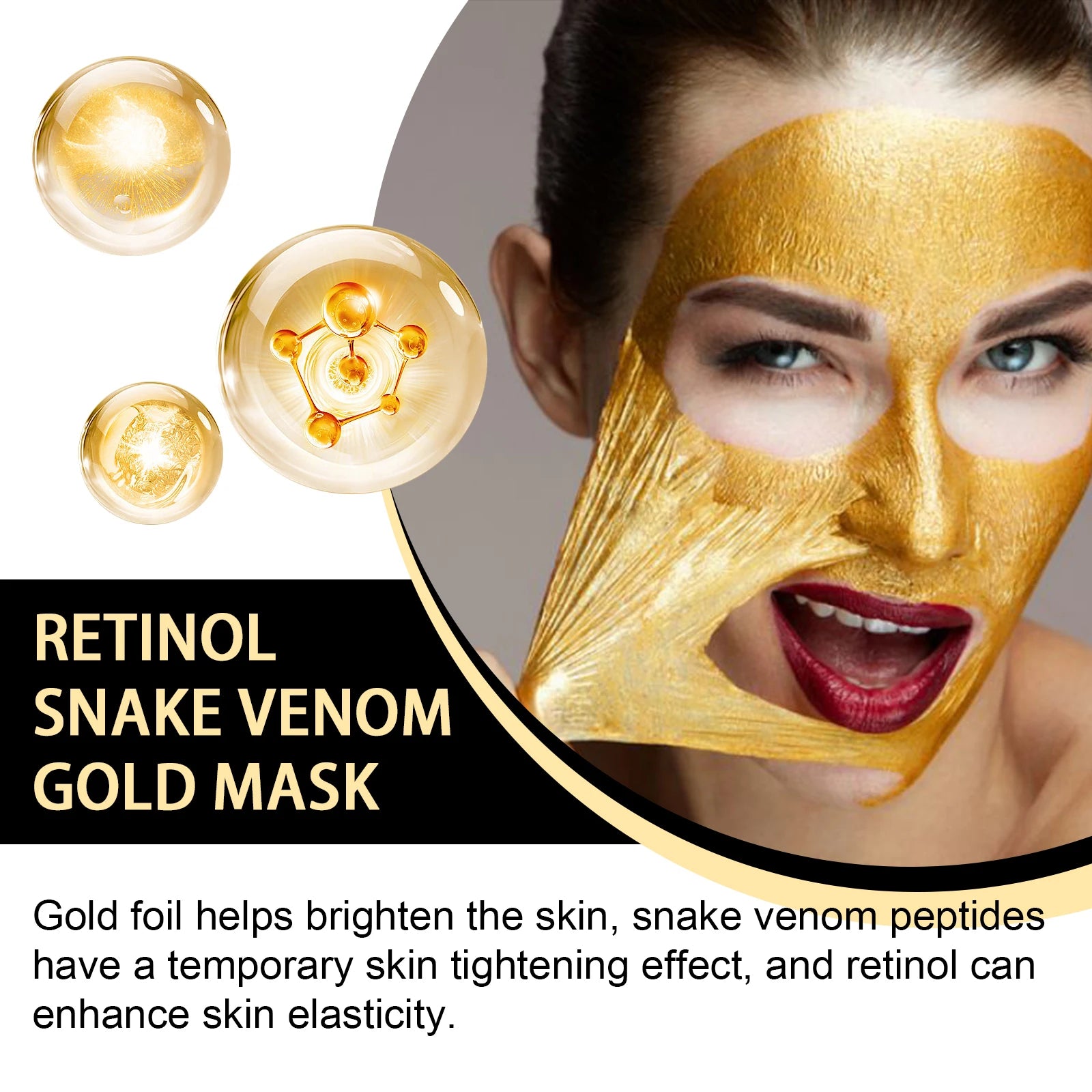 Gold Retinol Snake Venom Peel Off Mask Remove Blackheads Deep Cleansing Shrink Pores Moisturizing Facial Mask Skin Care Products