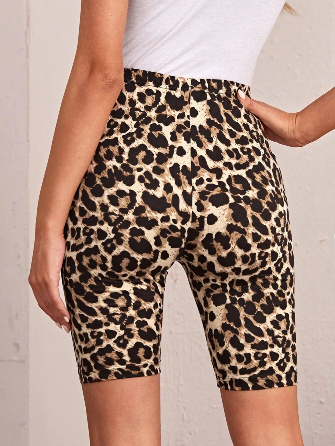 New European And American Hot Leopard Print Three-point Shorts High Stretch Tight Shorts Personality Leopard Leggings Women