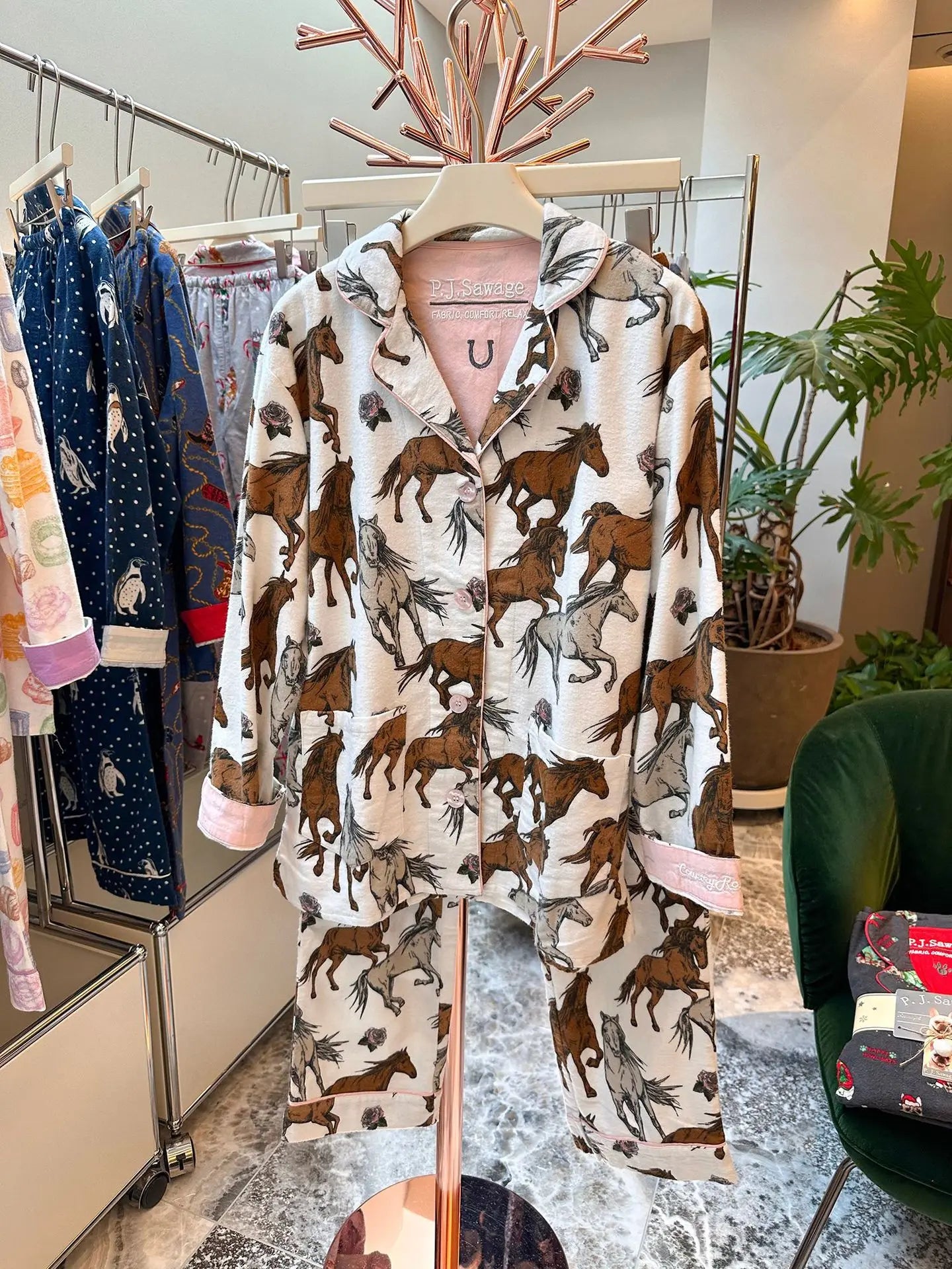 Women's Winter Pyjama Suit Print Long Sleeve Turn Down Collar Female Clothes 100% Cotton Single Breasted Sleepwear for Female