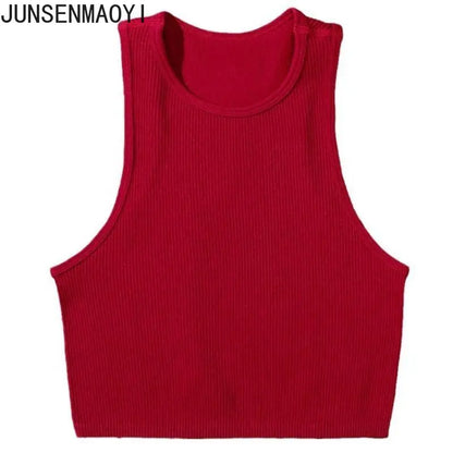 DIY Print Customize Sleeveless Vest Women's Summer High Waist Short Crop Top Fitness Running Yoga Clothes Slim Fast Dry Clothes red