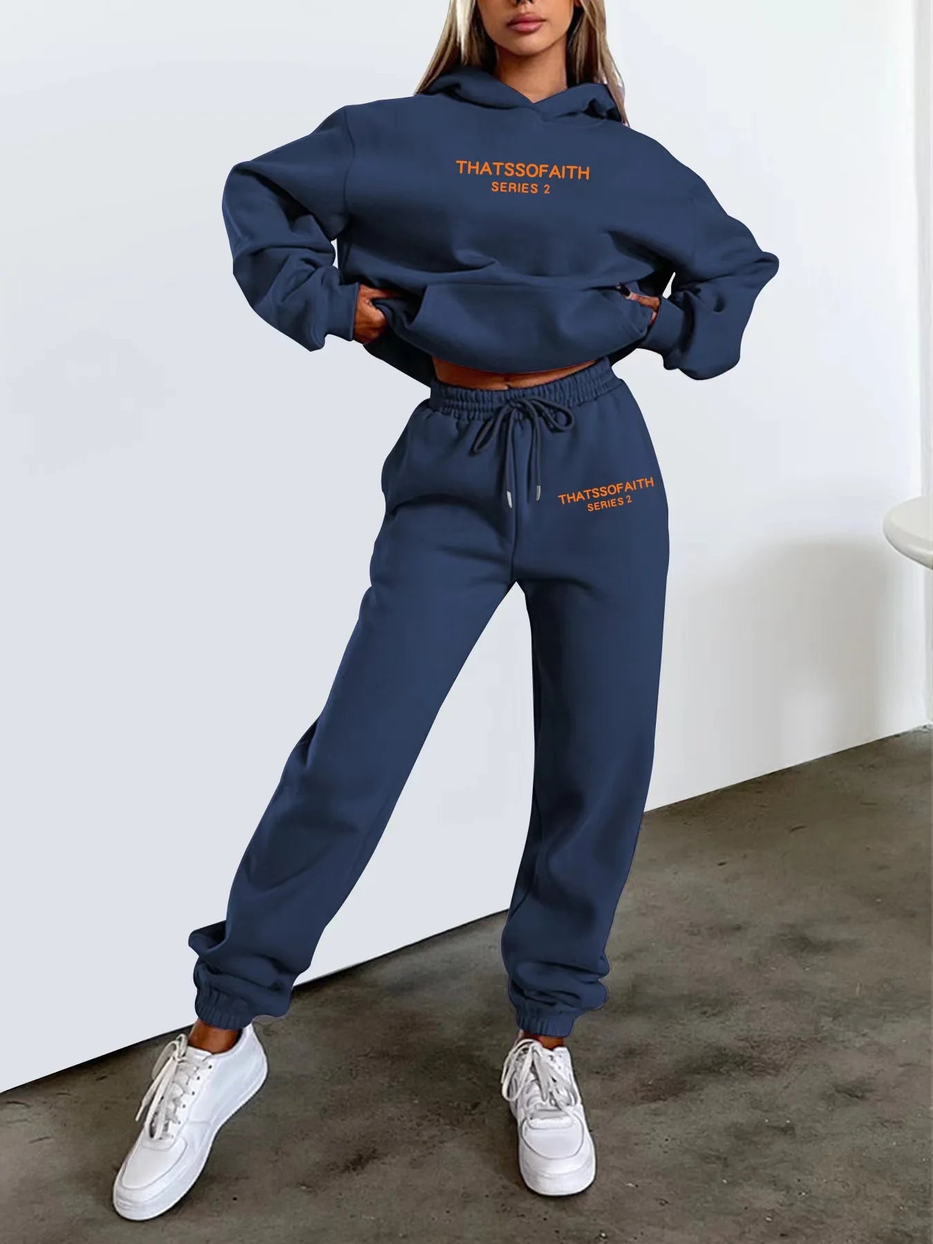 Autumn and Winter 2025 new women hooded sweatshirt + pants two-piece set, print outdoor woman pullover sportswear 2-pcs set Badiee Stylez