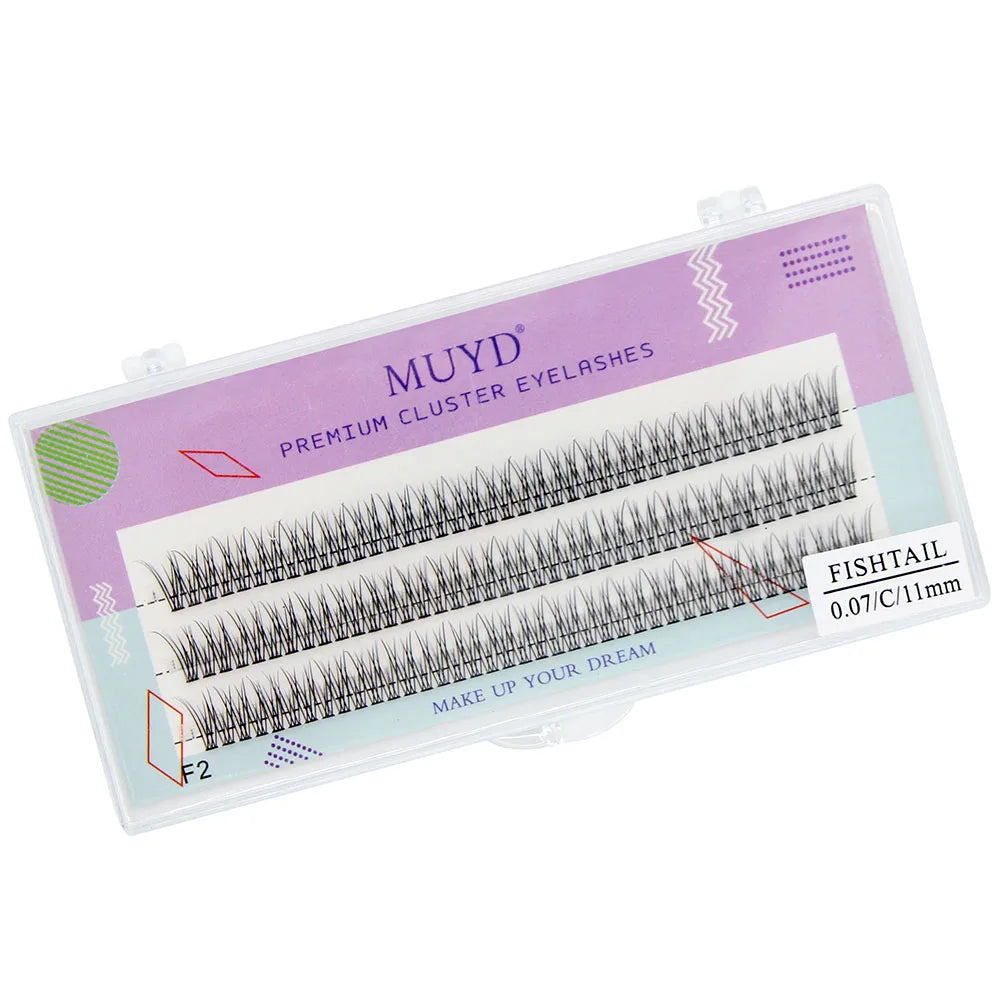 MUYD 120pcs Premium Mink Individual Fishtail Eyelash Extension Natural 3D Cluster Eyelashes Professional Makeup Flared Lashes
