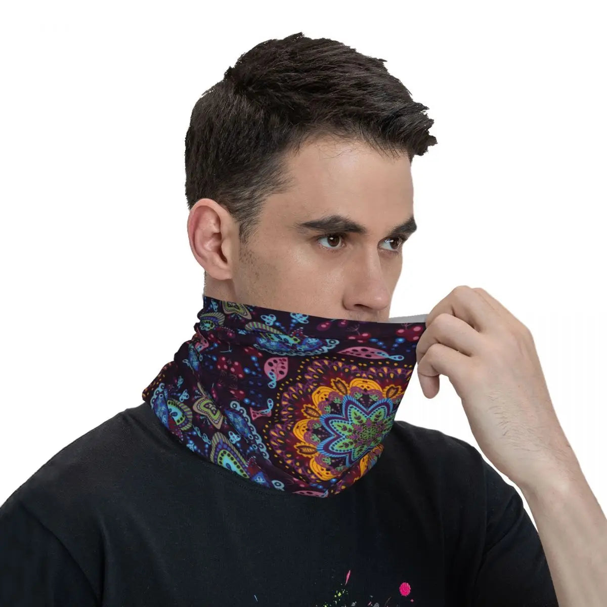 Floral Pattern Thin Wrap Scarf Bandana Neck Gaiter Face Cover Headband