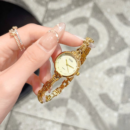 New Elegant Women's Watch Luxury Slim Gold Bracelet Watch Fashion Ladies Quartz Wristwatches Clock Gifts For Woman montre femme 896 gold No