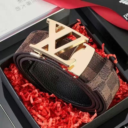 New genuine leather men belts waistband alloy automatic buckle men and women waistband versatile jeans belts for men ZK17-gold