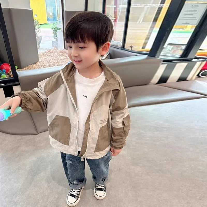Boys Coat New Spring Autumn Children Jackets Kids Casual Windbreaker Outerwear Teenager Patchwork Fashion Clothing 2-10Y