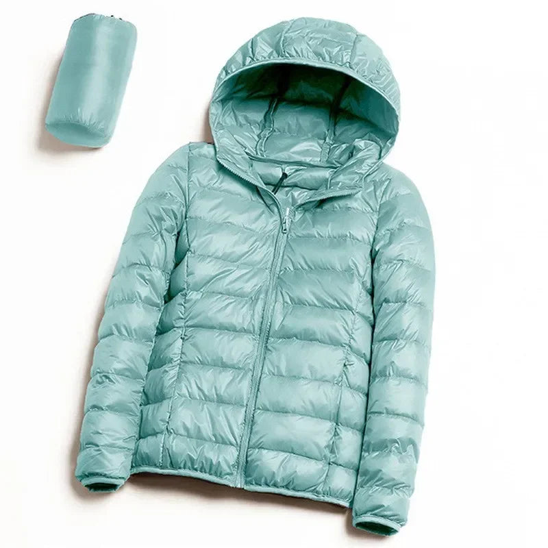 2024 Hooded Jackets Autumn Plus Size 7xl 6xl 5xl Fall Women's Lightweight Water-Resistant Packable Winter Warm Female Down Coats pea green