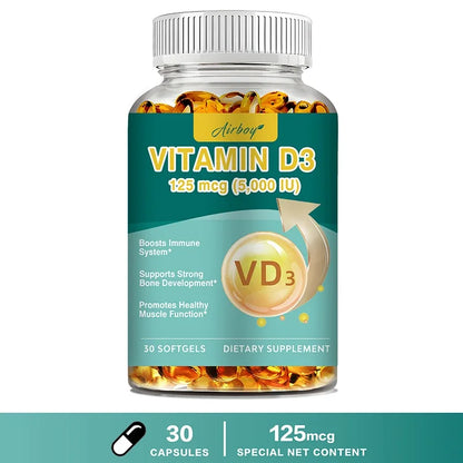 Vitamin D3 - Promotes Strong Bones and Teeth, Immunity, Healthy Muscle Function 30 Capsules