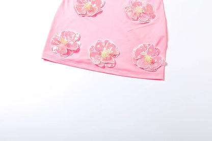 Women Sleeveless Sexy Square Collar Backless Beach Vacation Birthday Party Stretch Bodycon Glitter Appliques Dress