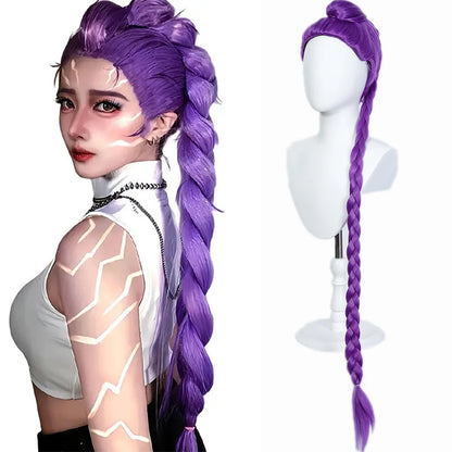 ﻿Synthetic Wig Kpop Girl Group Cosplay Wig Halloween Women mixed color Purple Synthetic Fiber Wig for Women Badiee Stylez