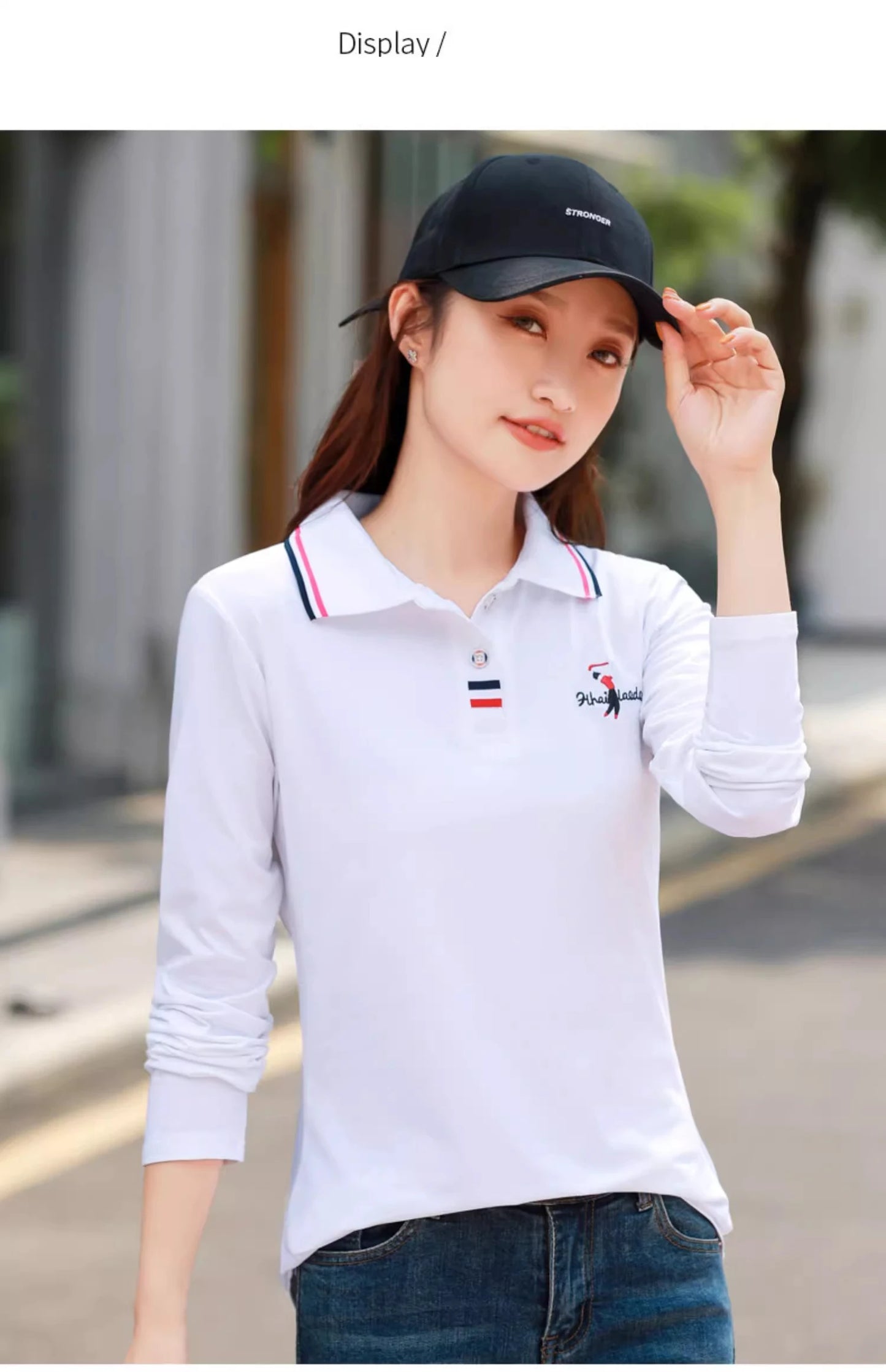 European Station Polo Neck Long sleeved T-shirt Women's Summer New High end Luxury Pure Cotton Loose Fashion Casual Large Top