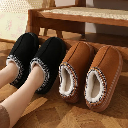 New Fashion Fluffy Platform Slippers for Women 2025 Winter Plush Warm Cotton Shoes Woman Comfort Non Slip Unisex Home Slippers Badiee Stylez